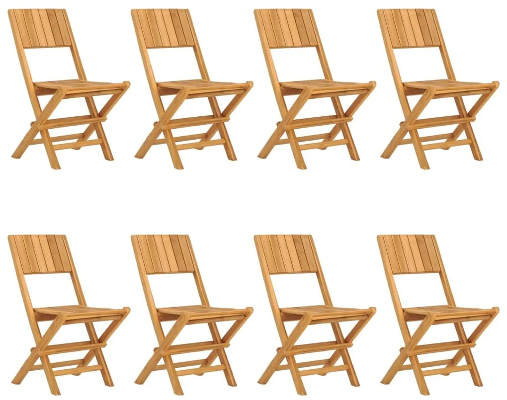 vidaXL Καρέκλες Κήπου Πτυσσόμενες 8 τεμ. 47x61x90 εκ. Μασίφ Ξύλο Teak