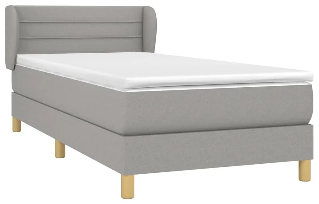 Κρεβάτι Boxspring με Στρώμα Ανοιχτό Γκρι 90x200 εκ. Υφασμάτινο - Γκρι