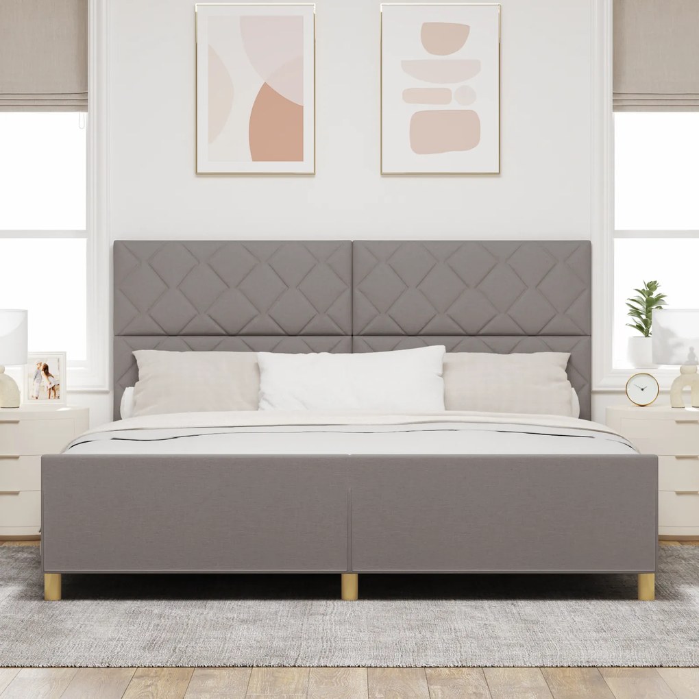 vidaXL Σκελετός Κρεβατιού με κεφαλάρι Taupe 200 x 200 cm ύφασμα