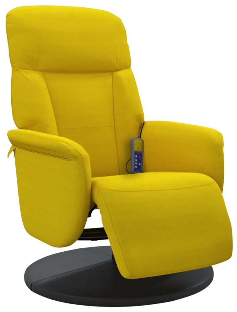 vidaXL Πολυθρόνα Μασάζ Ανακλινόμενη με Υποπόδιο Κίτρινη Βελούδινη