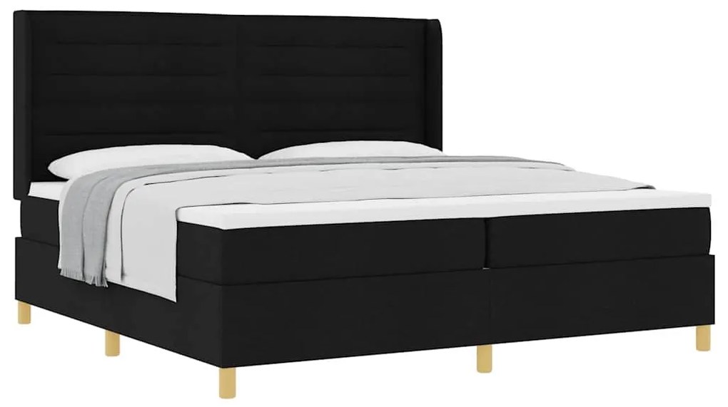 vidaXL Κρεβάτι με ελατήριο με στρώμα Μαύρο 200 x 200 cm ύφασμα