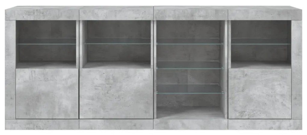 vidaXL Μπουφές με LED Γκρι Σκυροδέματος 164 x 37 x 67 εκ.