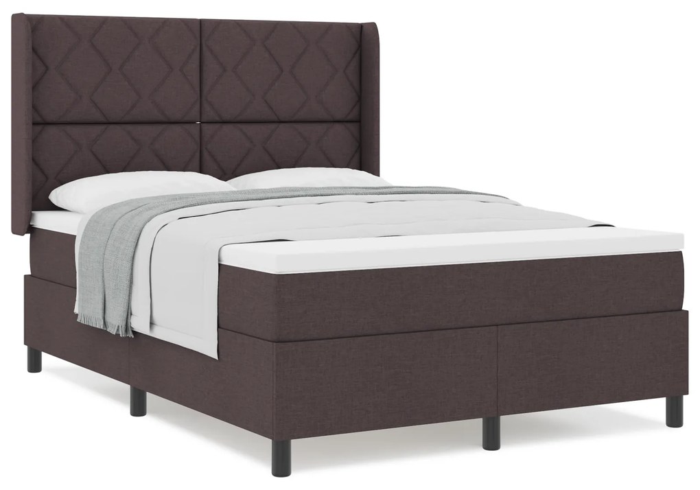 vidaXL Κρεβάτι Box Spring με Στρώμα Καφέ 140x190 εκ. Υφασμάτινο