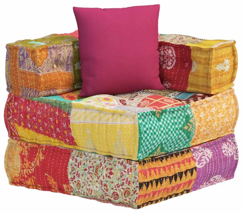 vidaXL Κάθισμα - Πουφ Αρθρωτό με Patchwork Υφασμάτινο με Μαξιλάρι