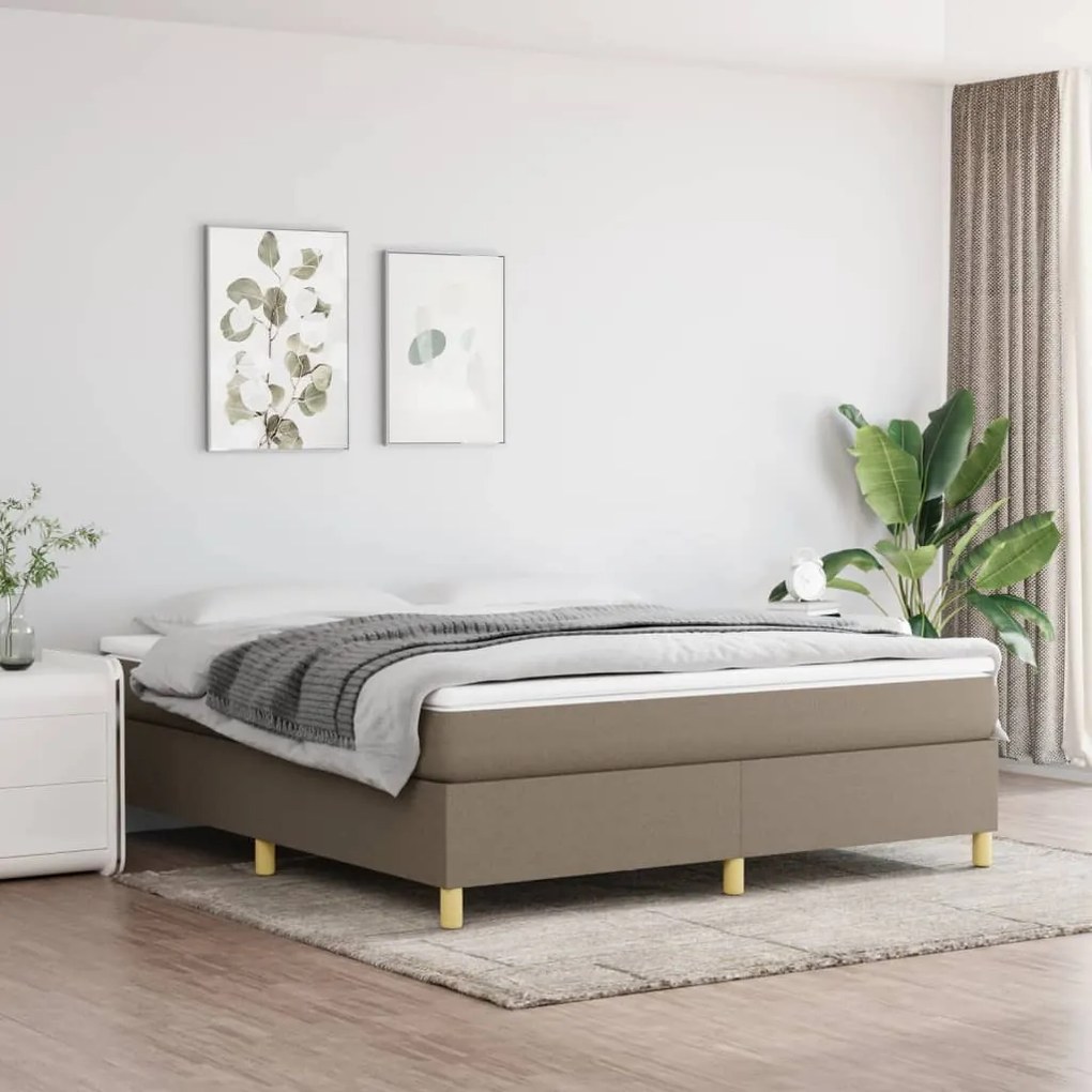 Κρεβάτι Boxspring με Στρώμα Taupe 160x200 εκ. Υφασμάτινο