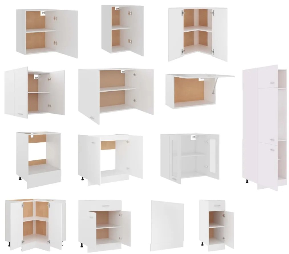 vidaXL Σετ Ντουλαπιών Κουζίνας 14 Τεμαχίων "Lyon" Λευκό από Μηχανικά Ξύλινα Έπιπλα