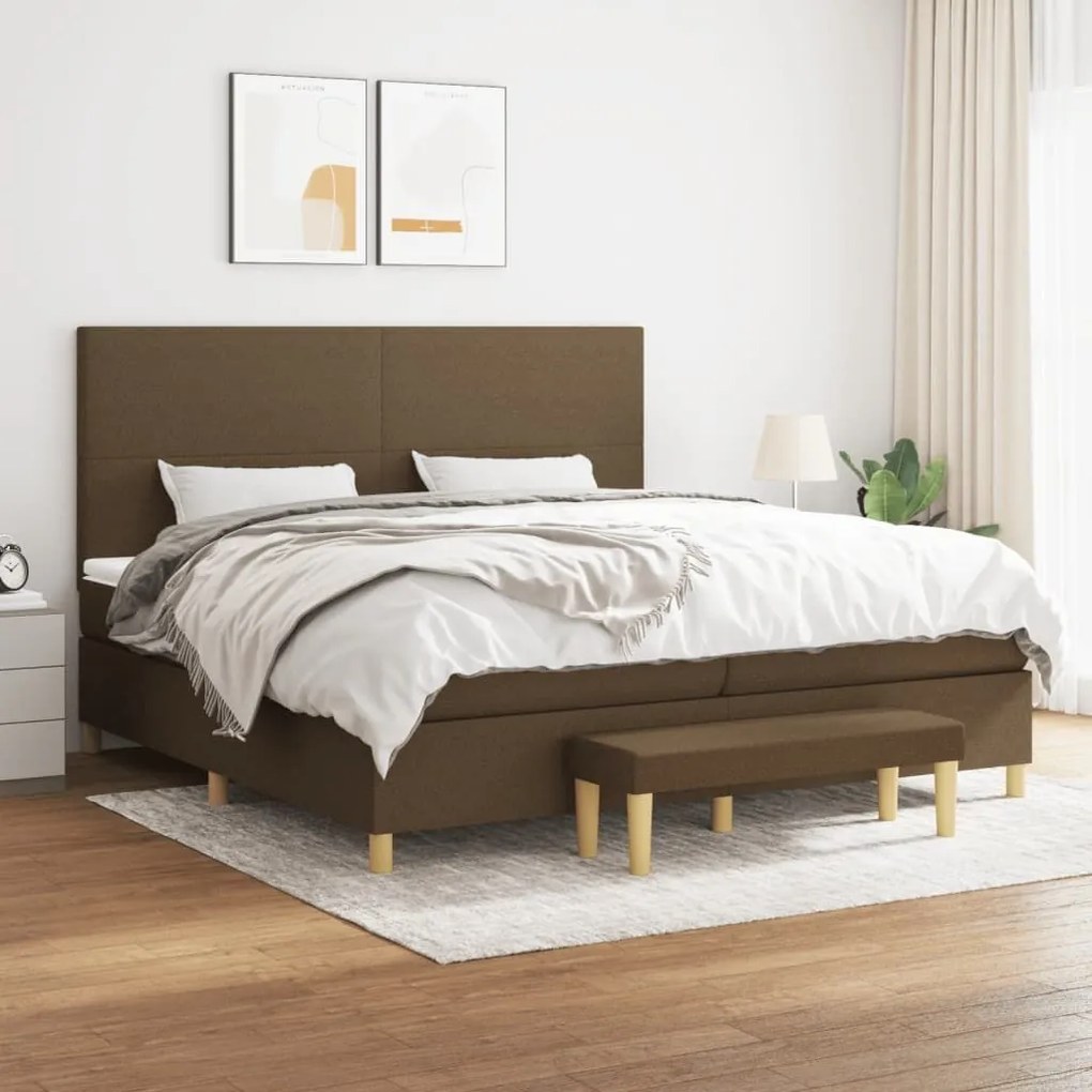 ΚΡΕΒΑΤΙ BOXSPRING ΜΕ ΣΤΡΩΜΑ ΣΚΟΥΡΟ ΚΑΦΕ 200X200 ΕΚ. ΥΦΑΣΜΑΤΙΝΟ 3137024