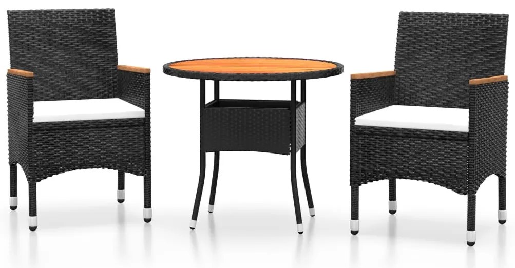 vidaXL Σετ Επίπλων Bistro Κήπου 3 τεμ. Μαύρο από Συνθετικό Ρατάν