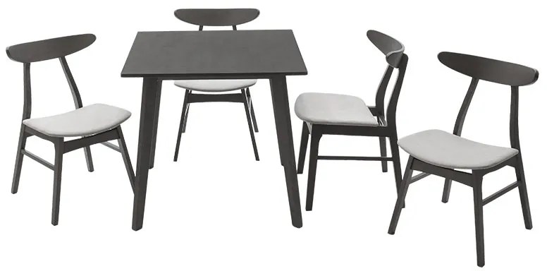 Tραπεζαρία Benson - Orlean pakoworld σετ 5τμχ rustic grey - ύφασμα γκρι 80x80x75εκ (1 τεμάχια)