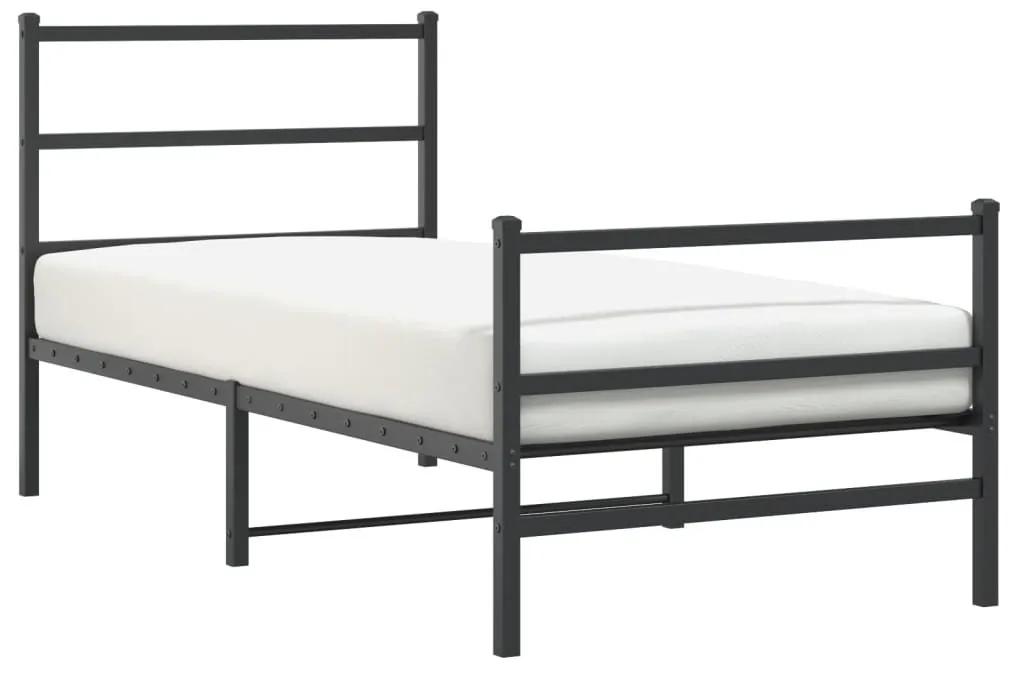 Πλαίσιο Κρεβατιού με Κεφαλάρι/Ποδαρικό Μαύρο 90x200 εκ. Μέταλλο - Μαύρο
