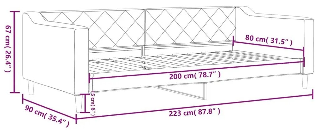 Καναπές Κρεβάτι Ανοιχτό Γκρι 80 x 200 εκ. Υφασμάτινος - Γκρι