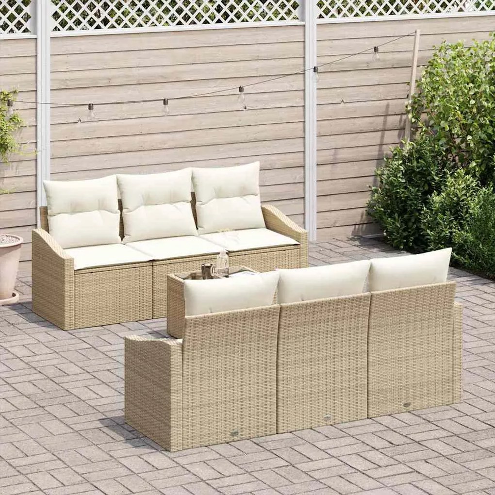 vidaXL Σετ Καναπέ Κήπου με μαξιλάρι 7 pcs Μπεζ, Κρέμα 55 x 55 x 37 εκ