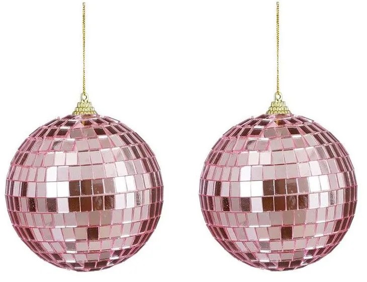Χριστουγεννιάτικες Μπάλες Disco Mirror 02.1162270 (Σετ 2τμχ) 10cm Pink