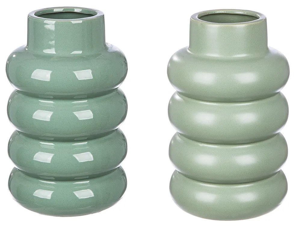Βάζο -Rim- Κεραμικό Πράσινο 2Τμχ 24x15cm