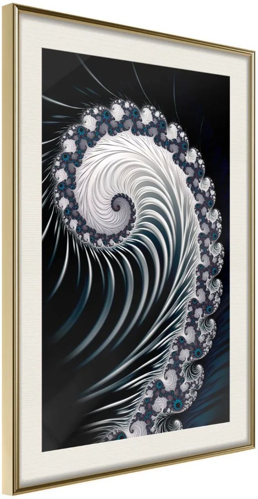 Αφίσα - Fractal Spiral (Negative) - 20x30 - Χρυσό - Με πασπαρτού