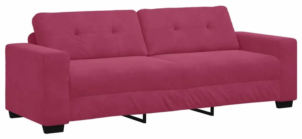 vidaXL Καναπές 3 pcs Κόκκινο Άνεμο Ύφασμα μείγματος λινών