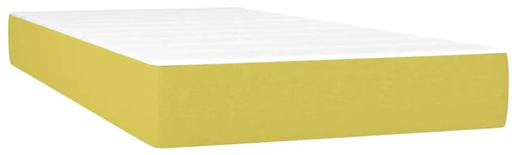 vidaXL Κρεβάτι Boxspring με Στρώμα & LED Πράσινο 100x200 εκ Υφασμάτινο