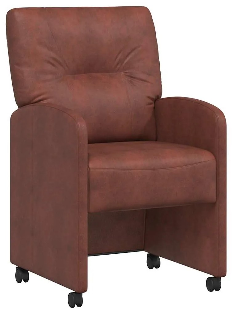 vidaXL Καρέκλες Φαγητού με Ρόδες 2 pcs Λαμπερό καφέ 57 x 67 x 95 εκ