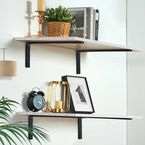 VEVOR Shelf Bracket, 16 x 6 in 4 Pcs, Heavy Duty Floating Shelf Brackets, Brackets for Shelves, 10mm Thick Matte Black L Shelf Bracket,Steel Shelving Brackets with 160 lbs Load Capacity