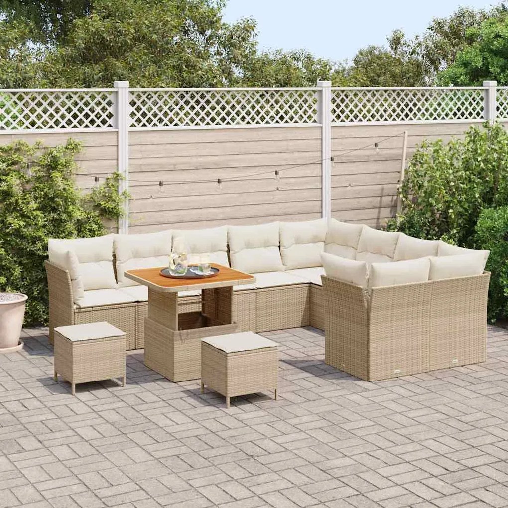 vidaXL Σετ Καναπέ Κήπου 12 pcs Μπεζ συνθετικό ρατάν