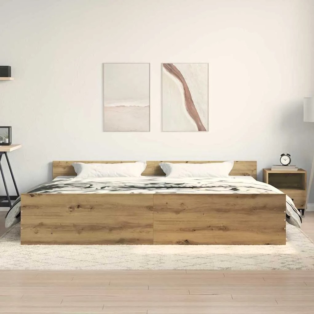 vidaXL Κρεβάτι Artisan Oak 200x200 εκ Επεξεργασμένο ξύλο