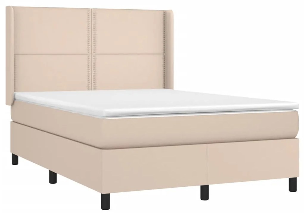 vidaXL Κρεβάτι Boxspring με Στρώμα Καπουτσίνο 140x200εκ.από Συνθ.Δέρμα