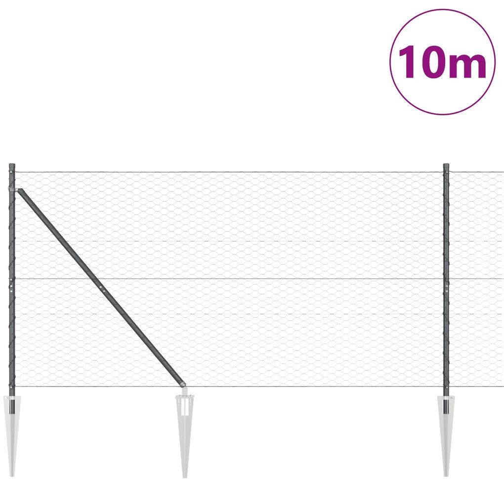 vidaXL Hexagon Fence Γκρι 1.4x10 μ Ατσάλι