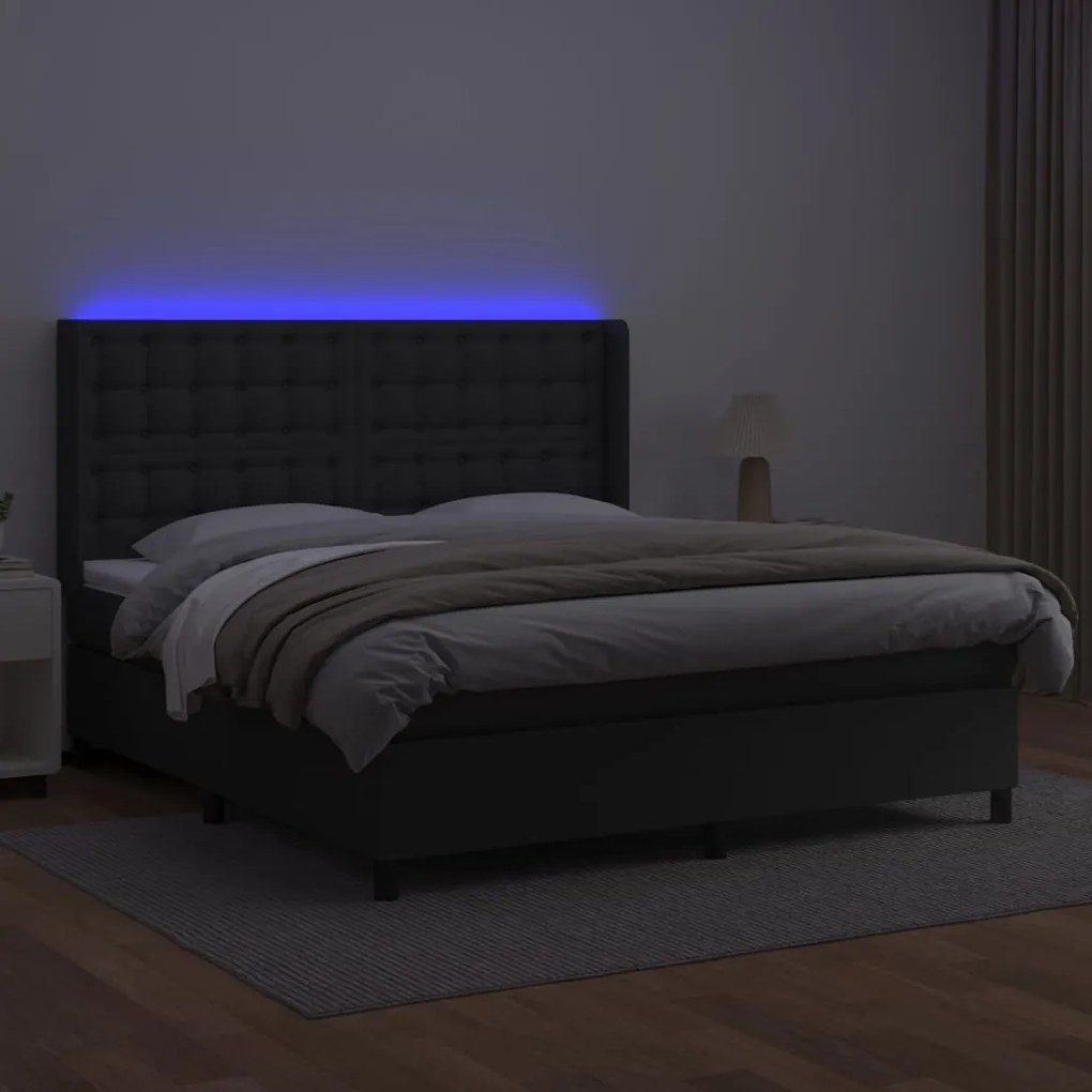 ΚΡΕΒΑΤΙ BOXSPRING ΜΕ ΣΤΡΩΜΑ &amp; LED ΜΑΥΡΟ 180X200 ΕΚ. ΣΥΝΘ. ΔΕΡΜΑ 3139397