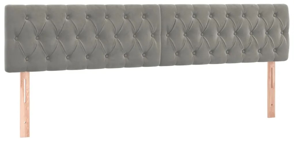 Κεφαλάρι Κρεβατιού LED Ανοιχτό Γκρι 200x7x78/88 εκ. Βελούδινο 3122014