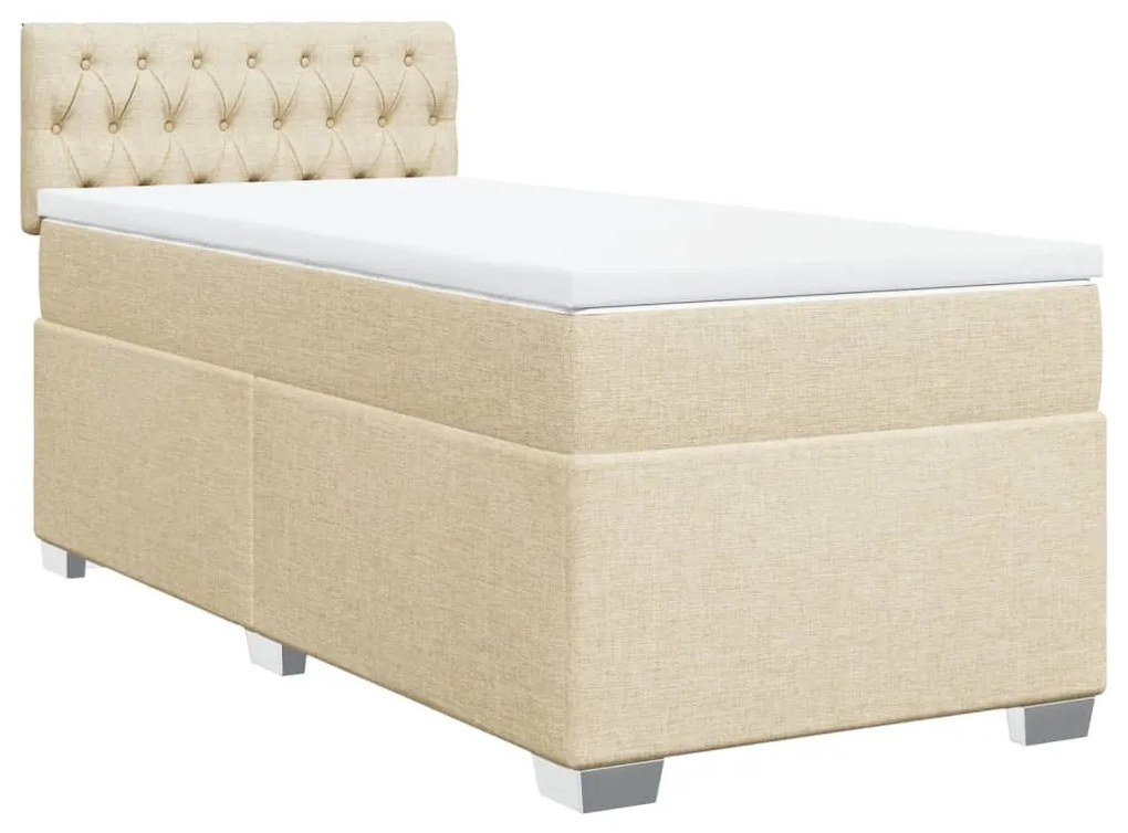 ΚΡΕΒΑΤΙ BOXSPRING ΜΕ ΣΤΡΩΜΑ ΚΡΕΜ 90X190 ΕΚ.ΥΦΑΣΜΑΤΙΝΟ 3288055