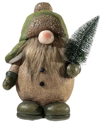 Χριστουγεννιάτικος Διακοσμητικός Νάνος Polyester Καφέ-Πράσινος 21,8x16,8x31,8εκ. Zen Collection 25.37.52056