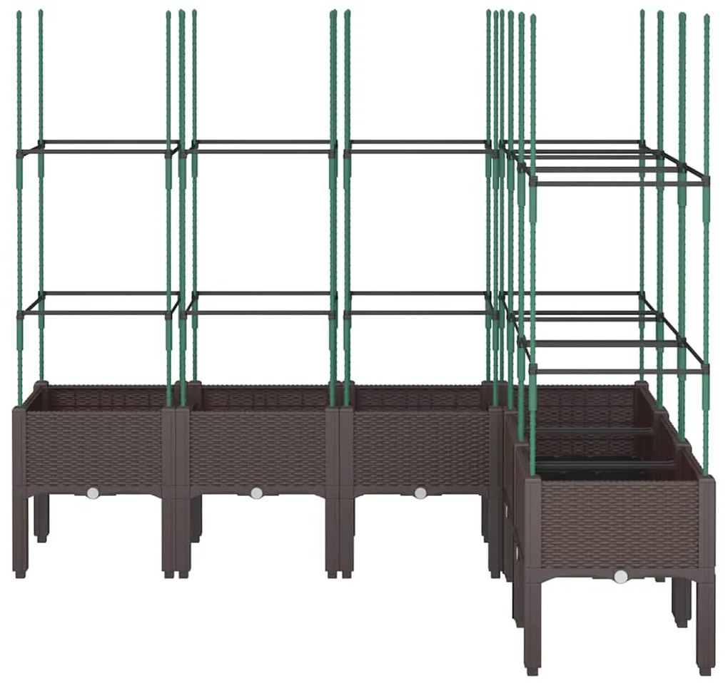 vidaXL Ζαρντινιέρα Κήπου με Καφασωτό Καφέ 160 x 120 x 142,5 εκ. από PP