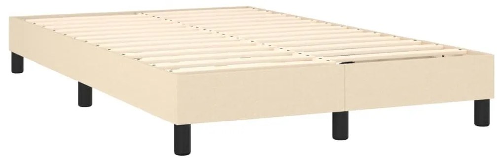 Κρεβάτι Boxspring με Στρώμα &amp; LED Κρεμ 120x200 εκ. Υφασμάτινο - Κρεμ