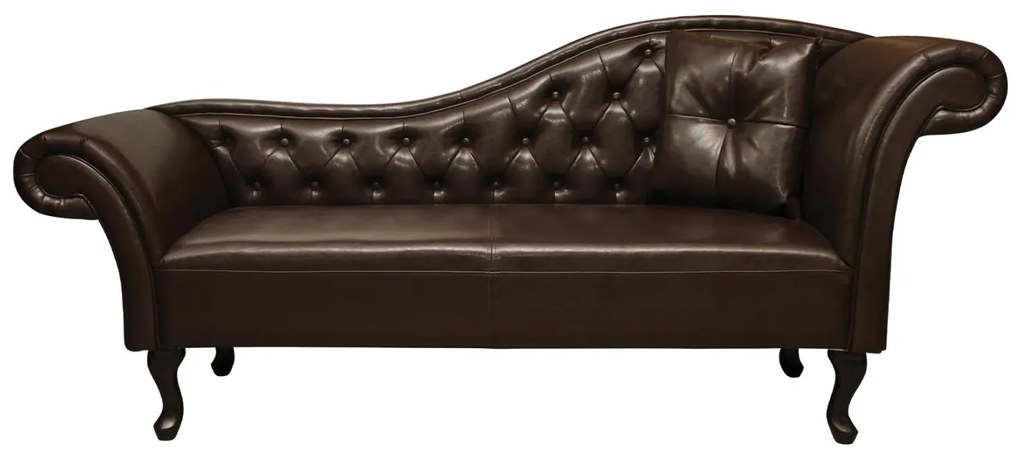 Ανακλίνδρο T.Chesterfield Niovi PU σκ. καφέ-μαύρα πόδια (δεξί) 190x61x84Υ εκ.