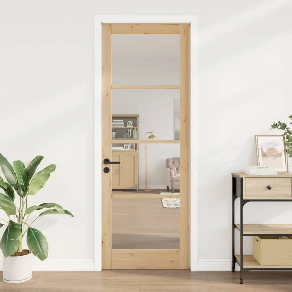 vidaXL Εσωτερική Πόρτα με Γυαλί Καφέ 83 x 232 εκ.