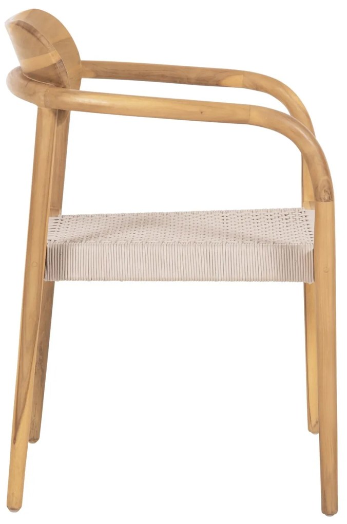 Πολυθρόνα OSLO Ξύλο Teak Φυσικό και Μπέζ Σχοινί 55x54x80Yεκ. 55x54x80 εκ.