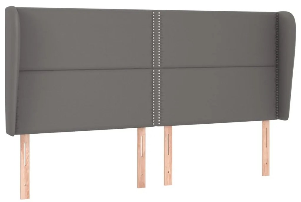 Κεφαλάρι με Πτερύγια Γκρι 183x23x118/128 εκ.Συνθετικό Δέρμα - Γκρι