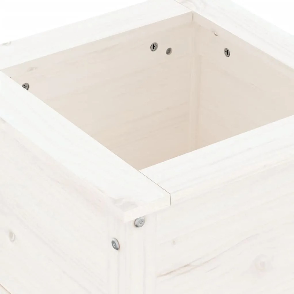 vidaXL Ζαρντινιέρα Λευκή 40 x 40 x 39 εκ. από Μασίφ Ξύλο Πεύκου
