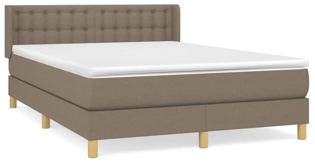 Κρεβάτι Boxspring με Στρώμα Taupe 140x200 εκ. Υφασμάτινο - Μπεζ-Γκρι