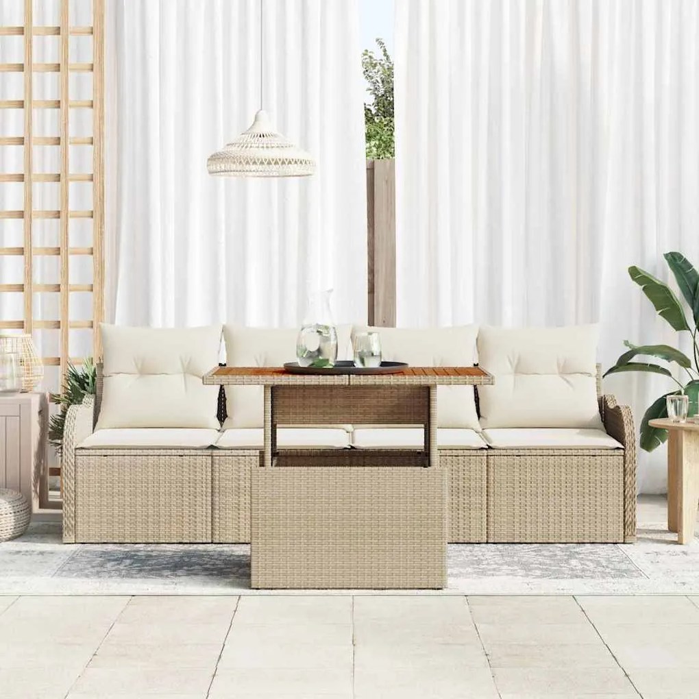 vidaXL Σετ Καναπέ Κήπου 5 pcs μπεζ και κρεμ 100 x 55 x 73 εκ