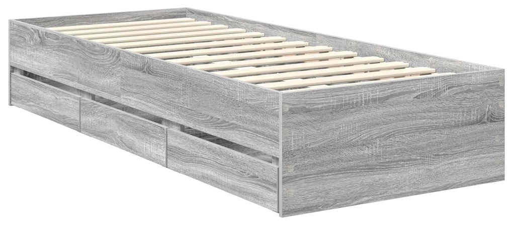 vidaXL Σκελετός Κρεβατιού Γκρίζο Σονομα 75 x 190 cm Μηχανήματος Ξύλο