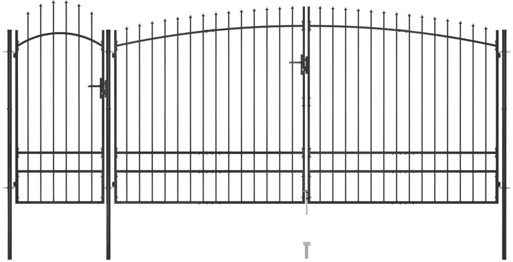 vidaXL Καγκελόπορτα με Λόγχες Μαύρη 5 x 2,45 μ.