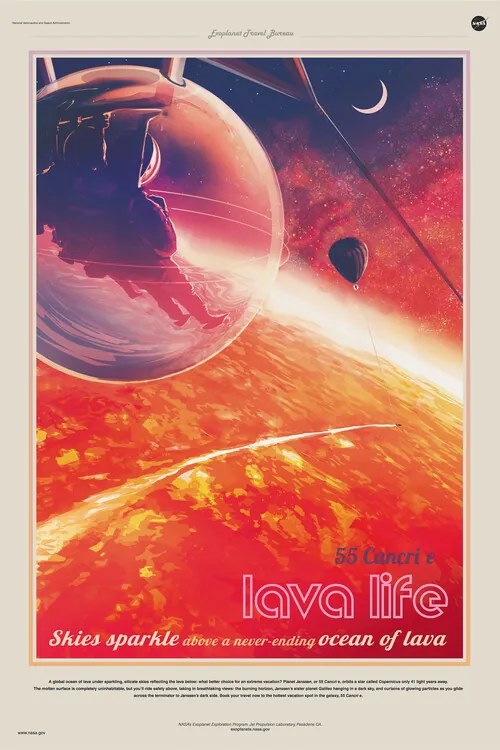 Αναπαραγωγή 55 Cancri E (Planet & Moon Poster) - Space Series (NASA)