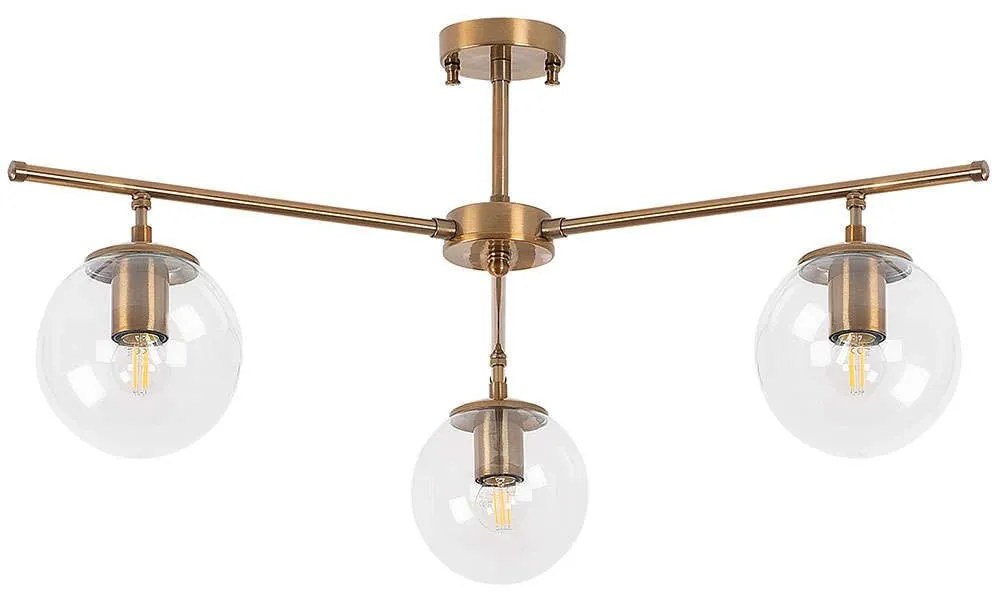 Φωτιστικό Οροφής - Πλαφονιέρα Atmaca 942FLG1103 70x70x39cm 3xE14 15W Gold-Clear Opviq