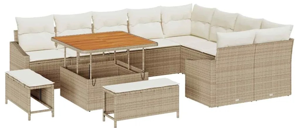vidaXL Σετ Καναπέ Κήπου 12 pcs Μπεζ, Κρέμα 100 x 100 x 71 cm