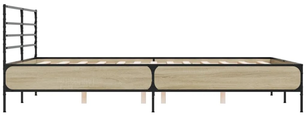 vidaXL Πλαίσιο Κρεβατιού Sonoma Δρυς 150x200 εκ. Επεξ. Ξύλο &amp; Μέταλλο