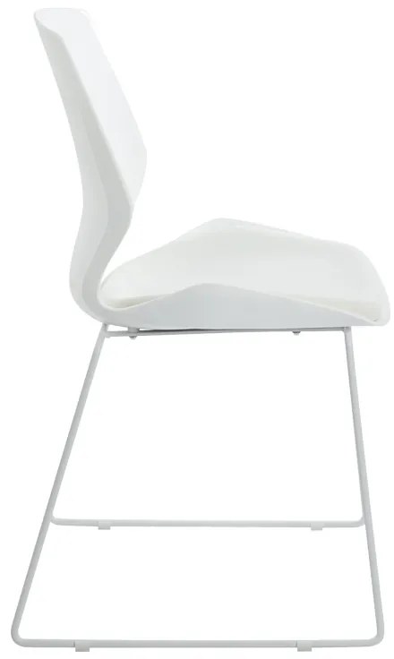 Καρέκλα γραφείου επισκέπτη Genuine pakoworld PP σε λευκή απόχρωση με εκρού μαξιλάρι 47x52x85εκ (1 τεμάχια)