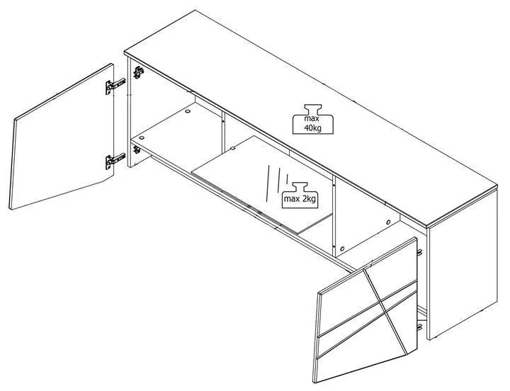 Έπιπλο Τηλεόρασης Cadiz Λευκή Λάκα 168x39x57 εκ. 168x39x57 εκ.