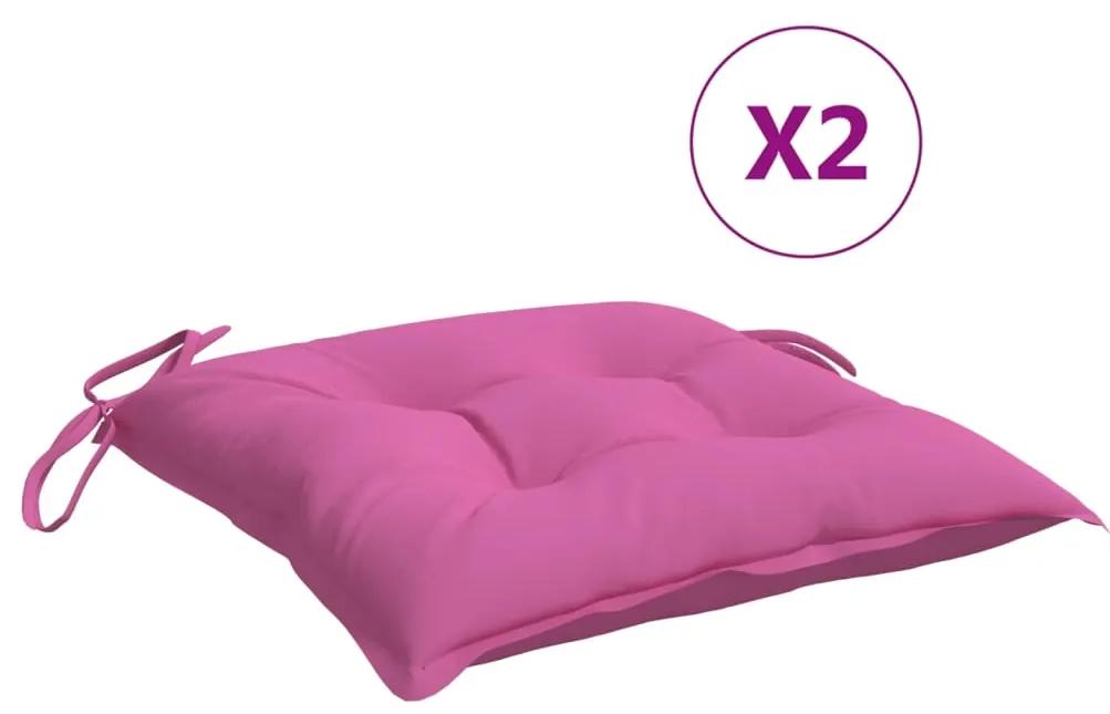 vidaXL Μαξιλάρια Καρέκλας 4 τεμ. Ροζ 40 x 40 x 7 εκ. Υφασμάτινα