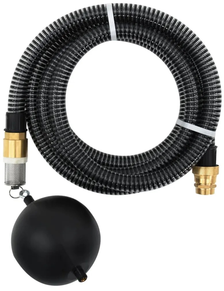 vidaXL Σωλήνας Αναρρόφησης Ορειχ. Συνδέσεις Μαύρος 7 μ/1,1" PVC